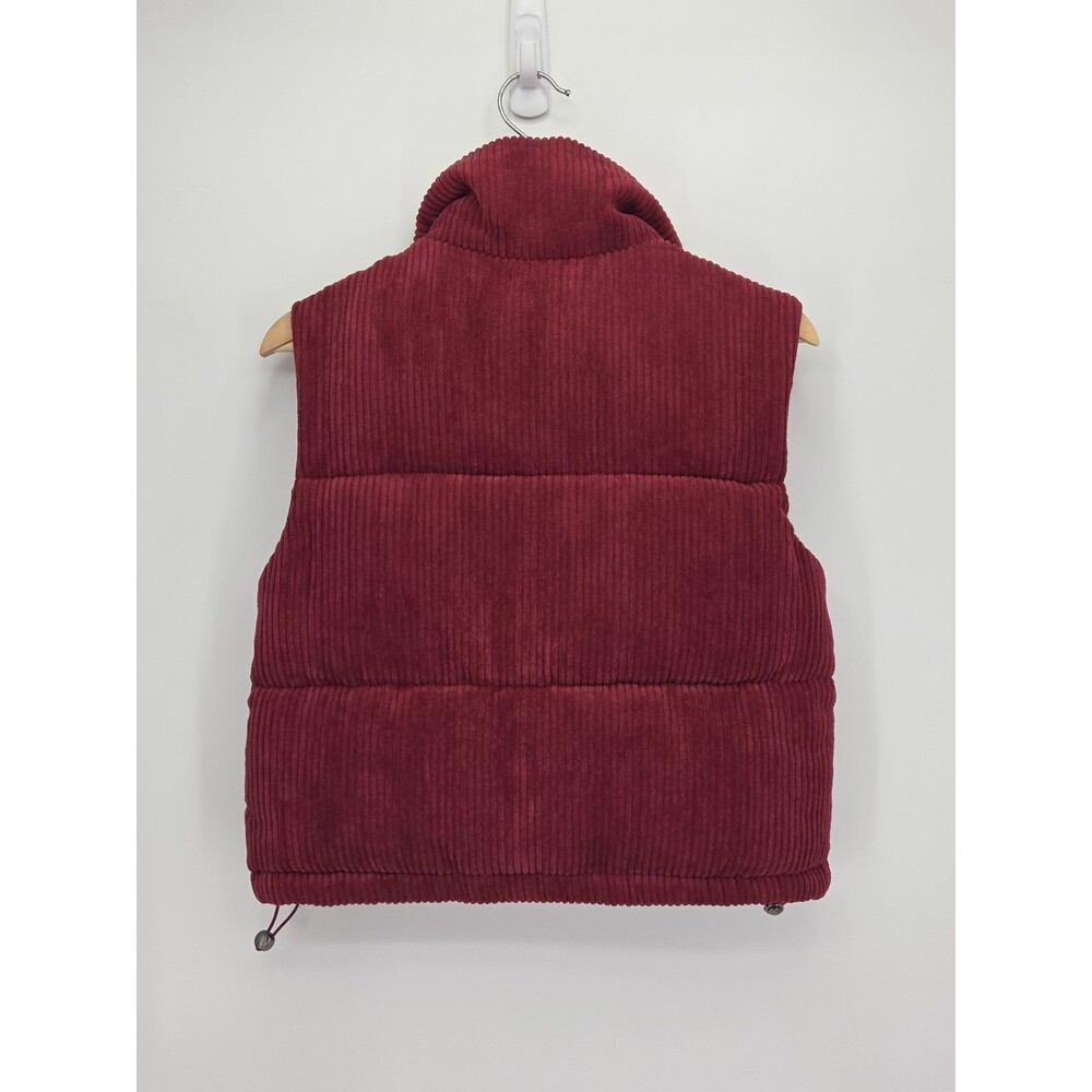 New 7 For All Mankind Corduroy Puffer Vest Full Zip/Button Maroon Size XS - Picture 2 of 4